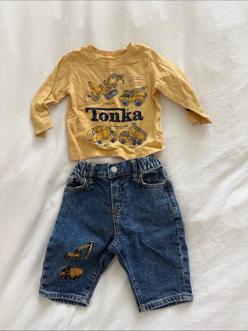 GAP Kids Tonka Yellow Top and Blue Denim Shorts Set
